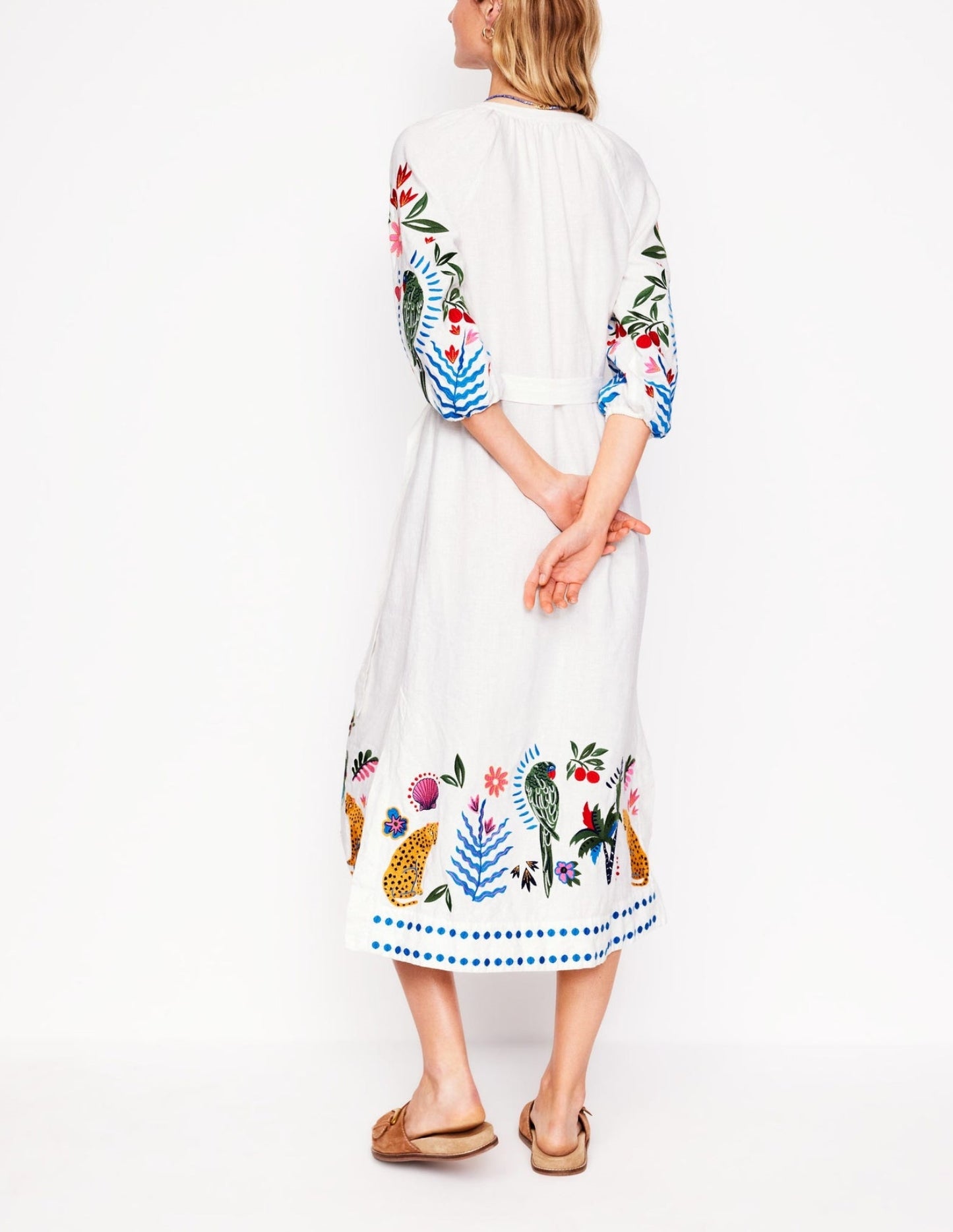 Embroidered Linen Tassel Dress