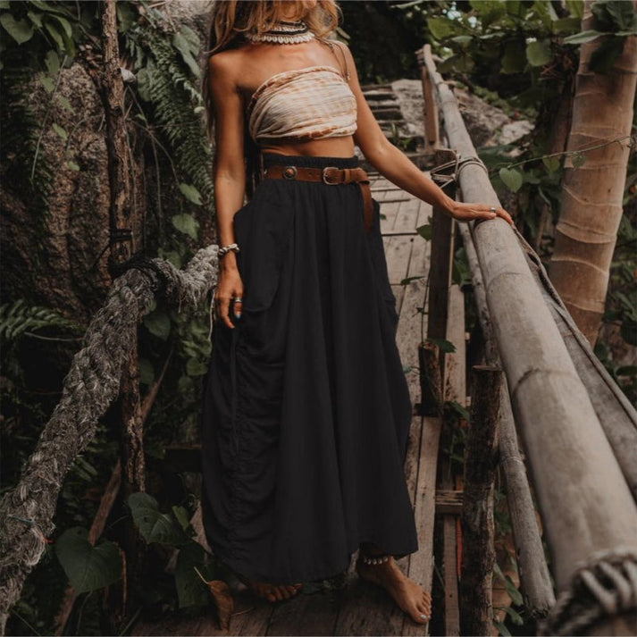 Side Drawstring Casual Skirt