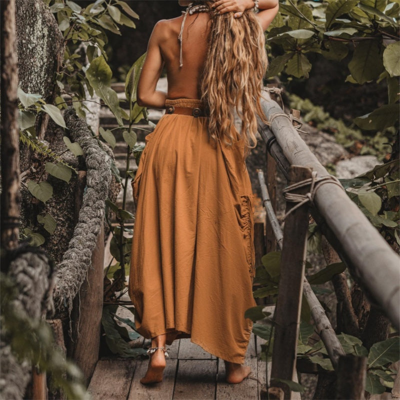 Side Drawstring Casual Skirt