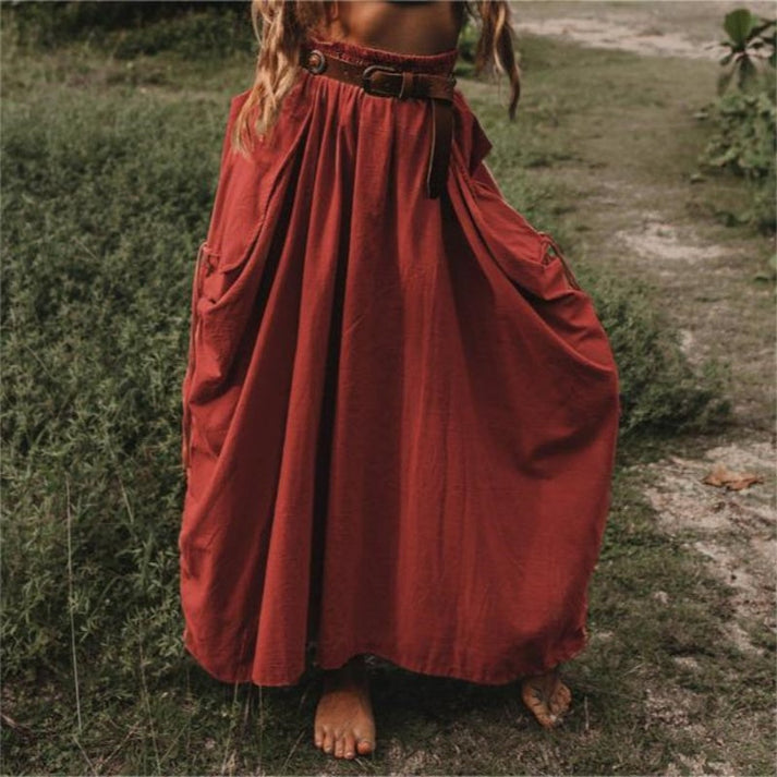 Side Drawstring Casual Skirt