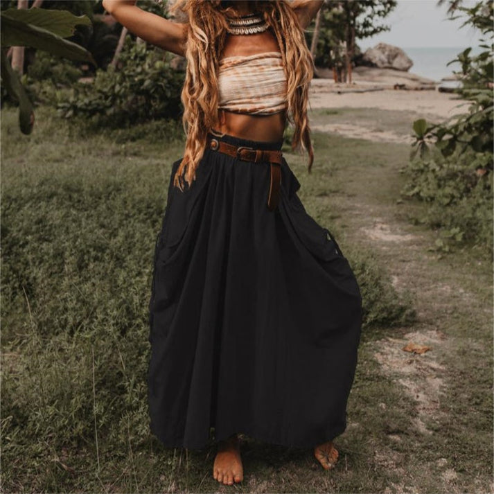 Side Drawstring Casual Skirt