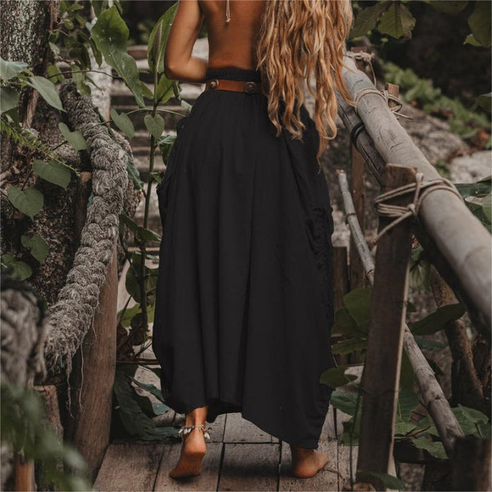 Side Drawstring Casual Skirt