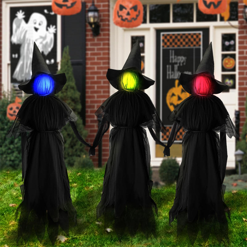 Glowing Three Holding Witch Halloween Decoration Props
