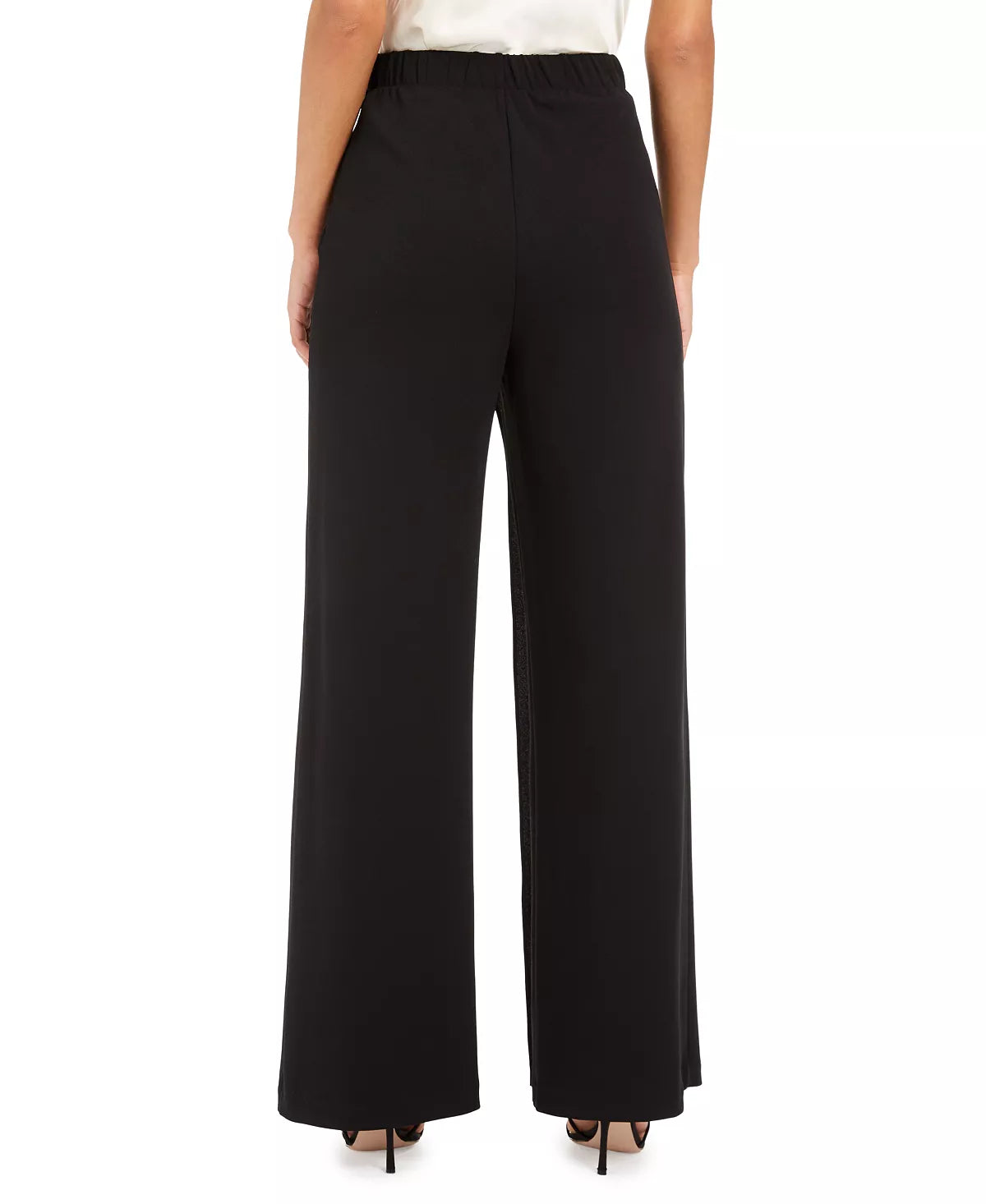 Crepe Draped-Front Wide-Leg Pants