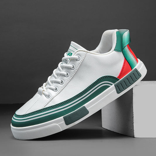 Men's color blocked casual leather board shoes