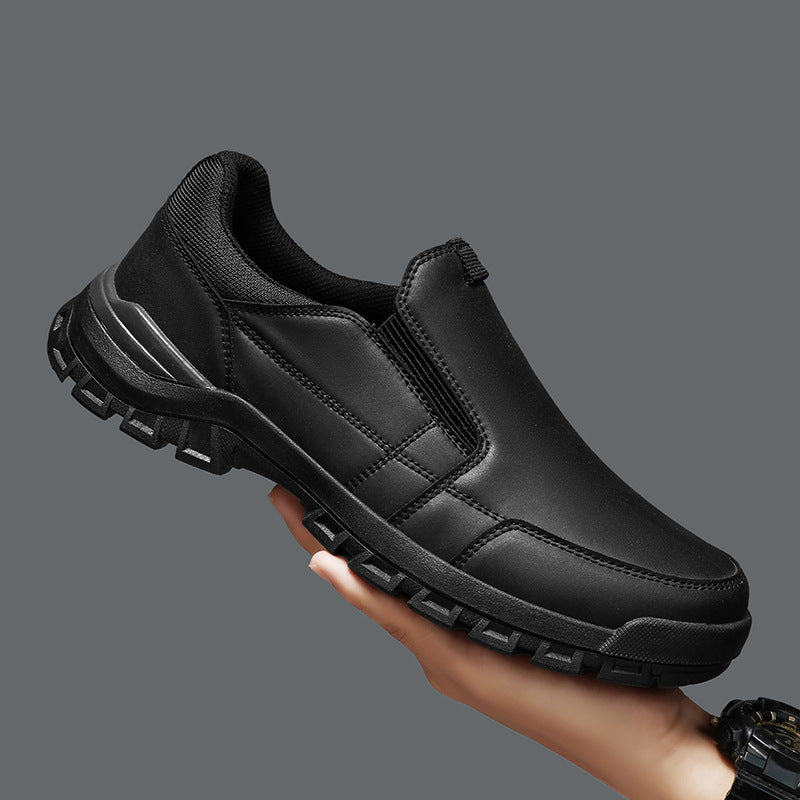 Men's casual lazy people step on thick soled leather shoes