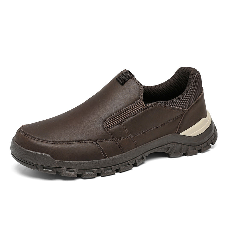 Men's casual lazy people step on thick soled leather shoes