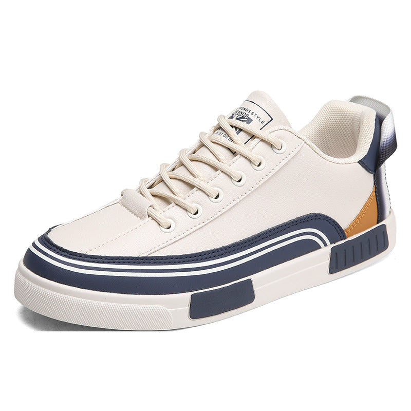 Men's color blocked casual leather board shoes
