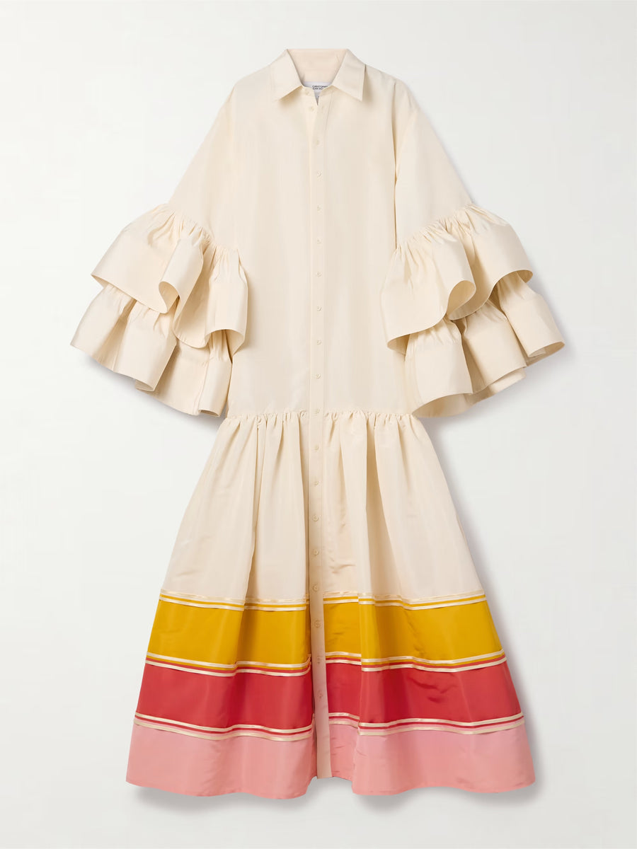 Ruffled Striped Loose Maxi Dress