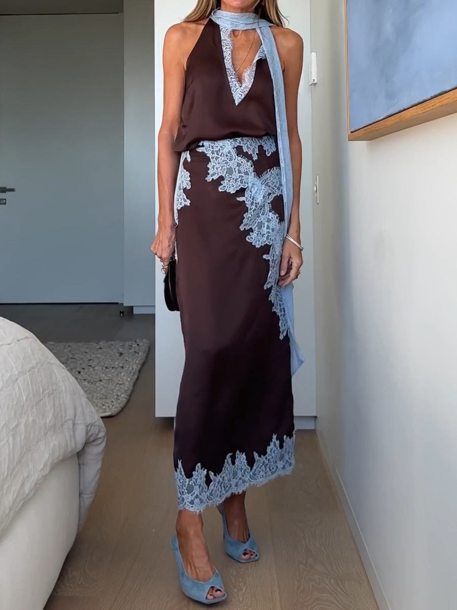 Lace Patchwork Two Pieces Dress