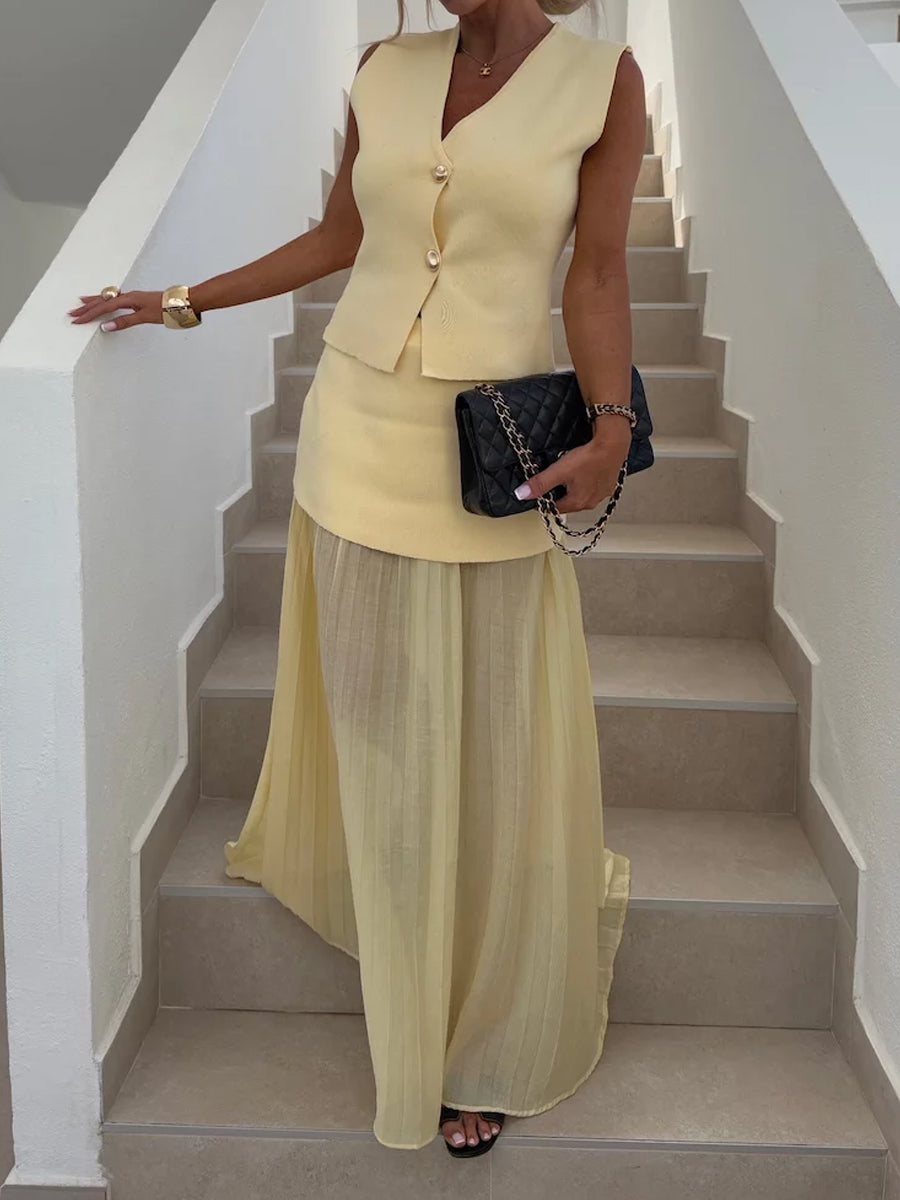 Elegant Mesh Patchwork Two Pieces Dress