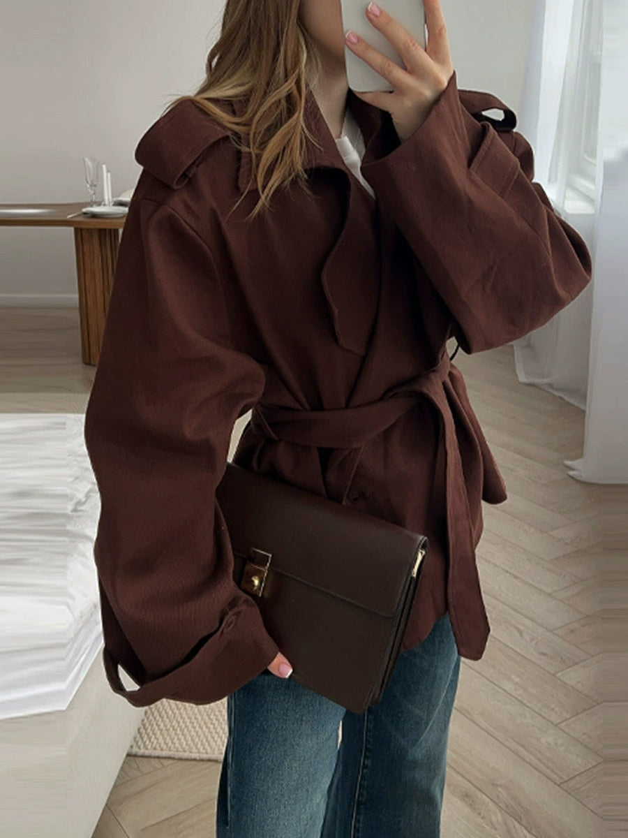 Fashion Lapel Long Sleeve Wind Coat