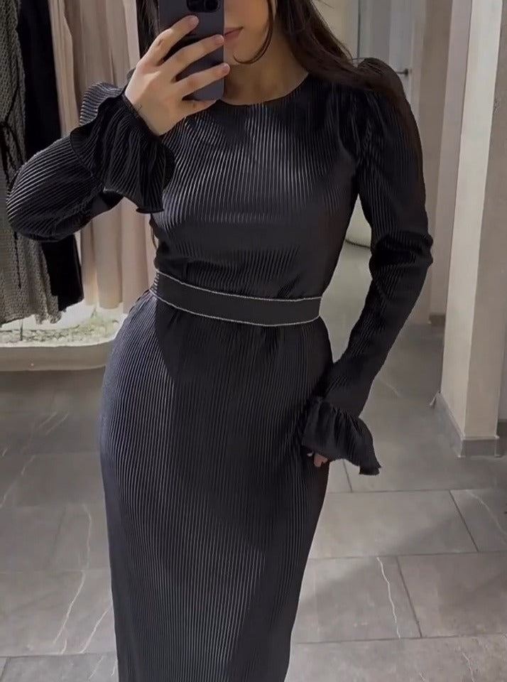 Solid Long Sleeve Sweater Dress