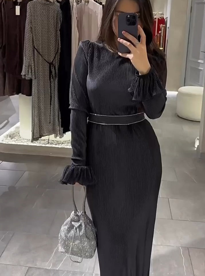 Solid Long Sleeve Sweater Dress