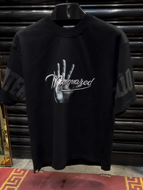 Men's Palm Print Glitter Short Sleeved Shirt