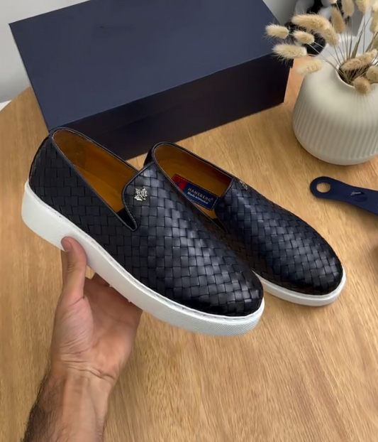 Men's Premium Soft Top And Soft Soled Woven Leather Shoes