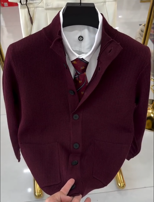 Men's Autumn And Winter Knitted Woolen Jacket