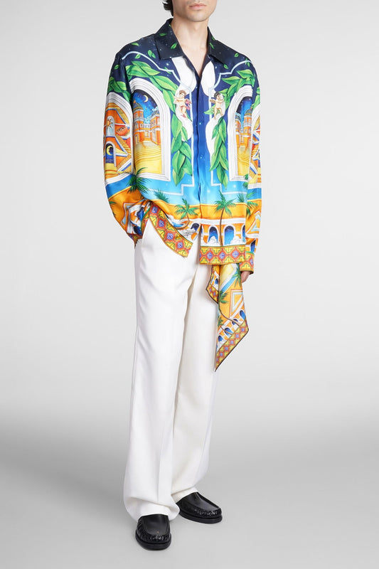 Graphic-print Silk Shirt