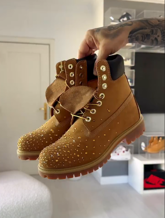 Men's Sparkling Diamond New Leather Martin Boots