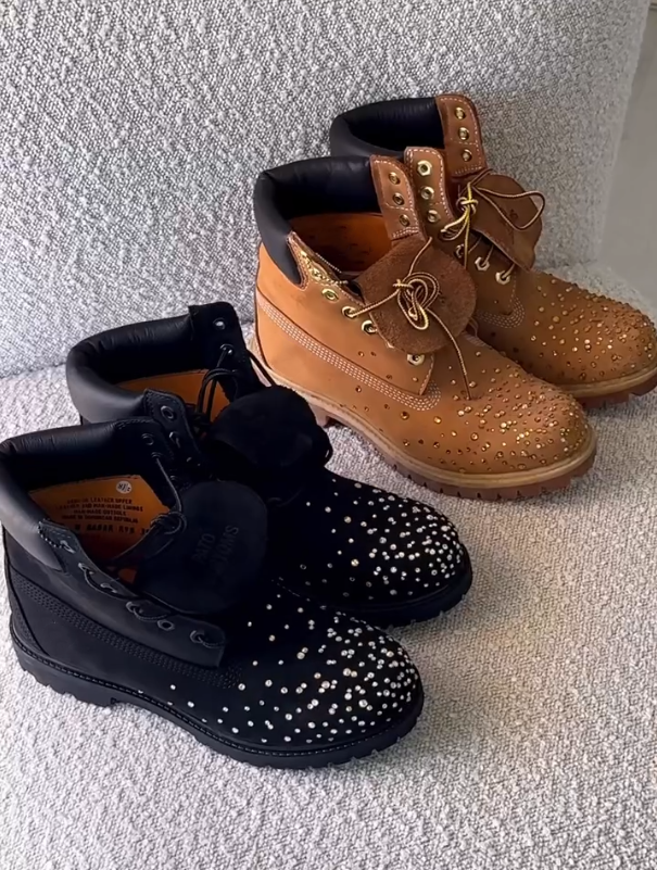 Men's Sparkling Diamond New Leather Martin Boots