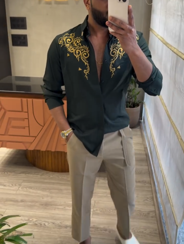 Men's Gold Totem Luxury Long Sleeved Shirt