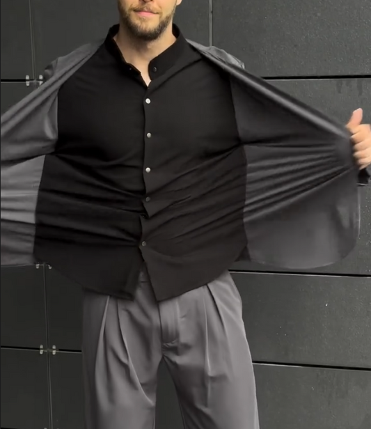 Men's Fake Two Piece Long Sleeved Shirt