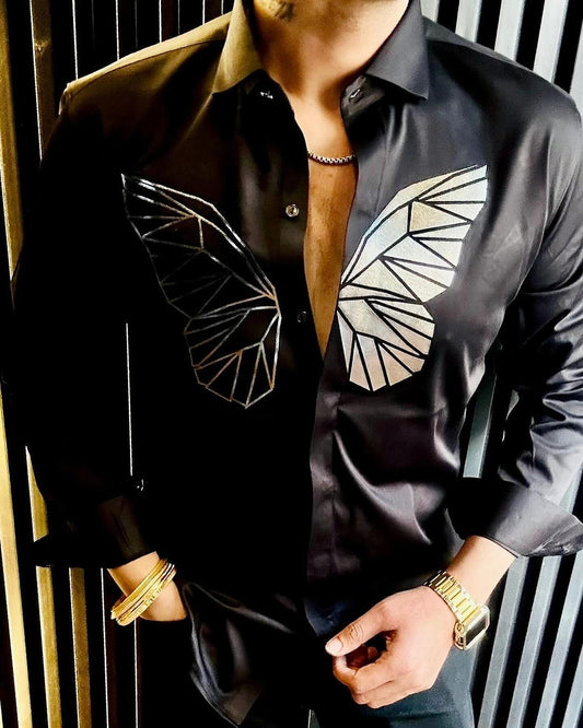 Men's Glitter Butterfly Long Sleeved Shirt