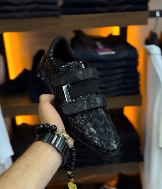 Men's Velcro Crocodile Leather Casual Leather Shoes