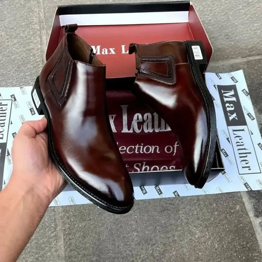 Men's Shiny Leather High Top Chelsea