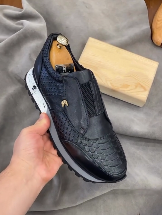 Men's Scale Leather One Foot Casual Shoes