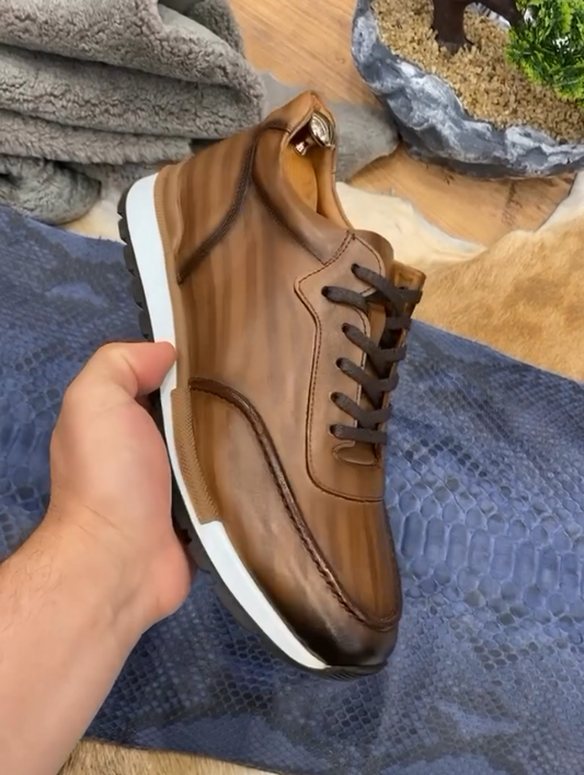 Men's Wood Grain Leather Casual Shoes
