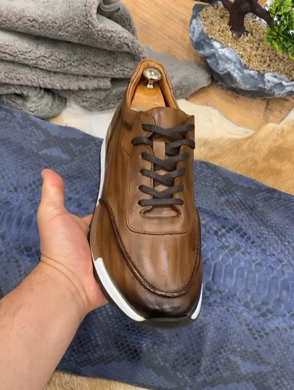 Men's Wood Grain Leather Casual Shoes