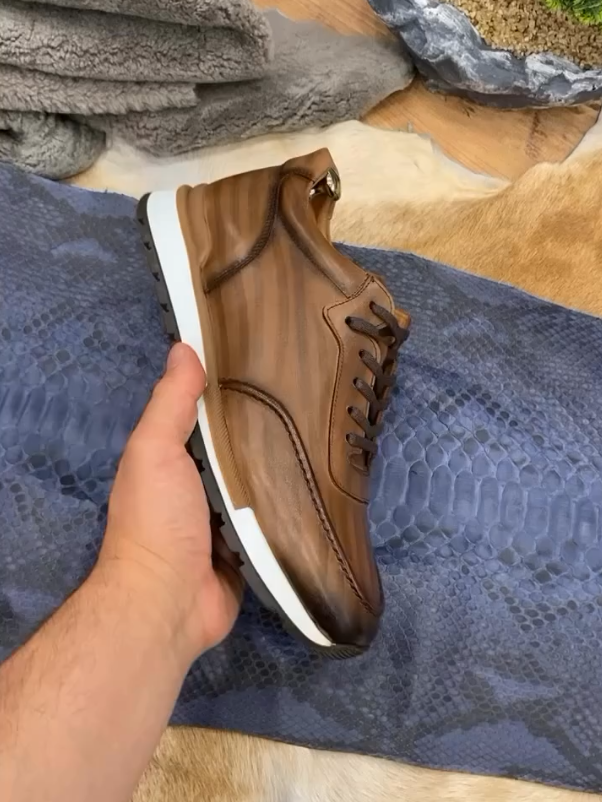 Men's Wood Grain Leather Casual Shoes