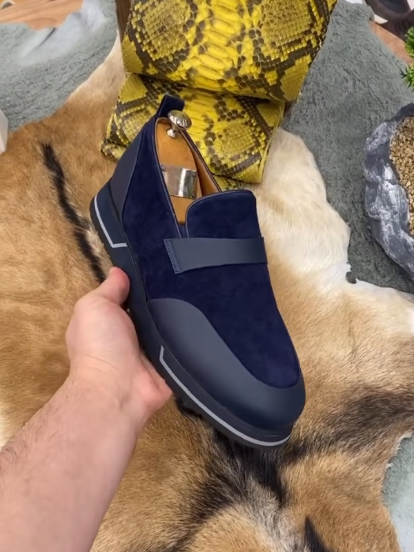 Men's Suede Splicing One Foot Casual Shoes