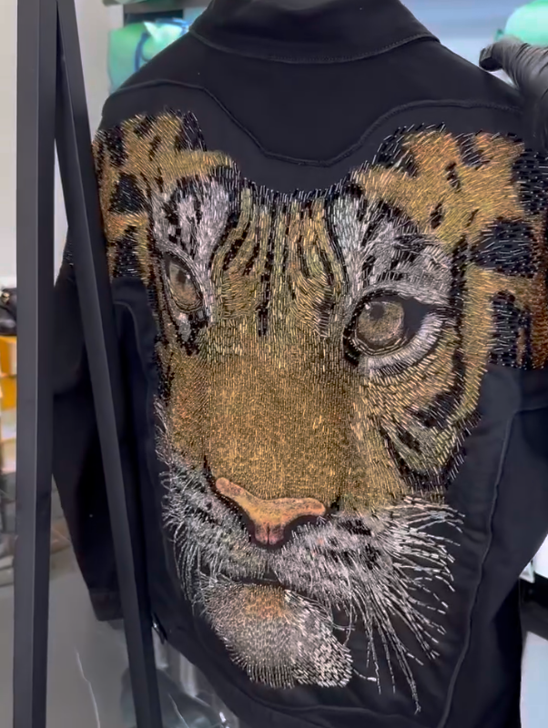 Men's Tiger Face Sparkling Diamond Jacket