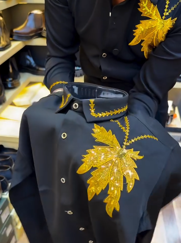 Men's Golden Maple Leaf Long Sleeve Shirt