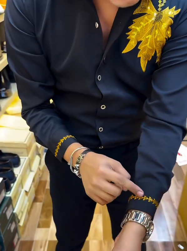 Men's Golden Maple Leaf Long Sleeve Shirt