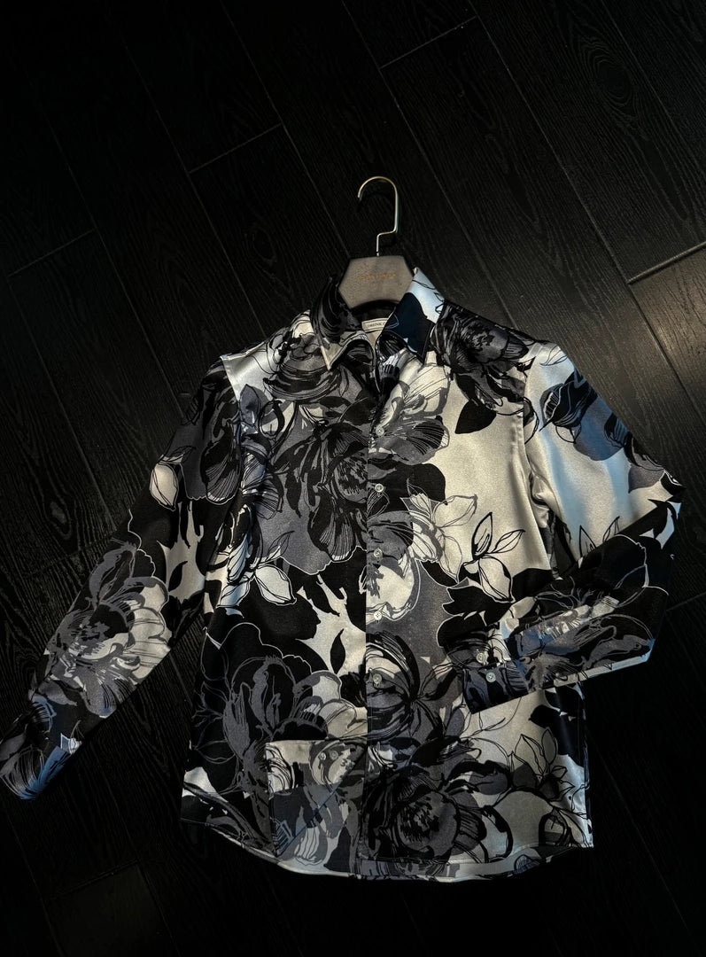 Men's Peony Flower Long Sleeve Shirt