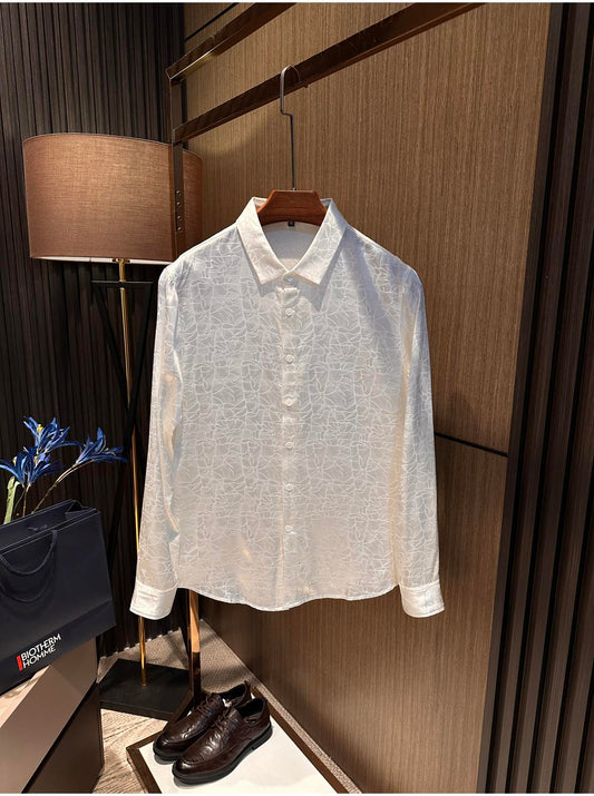 Men's High-end Silk Minimalist Long Sleeved Shirt