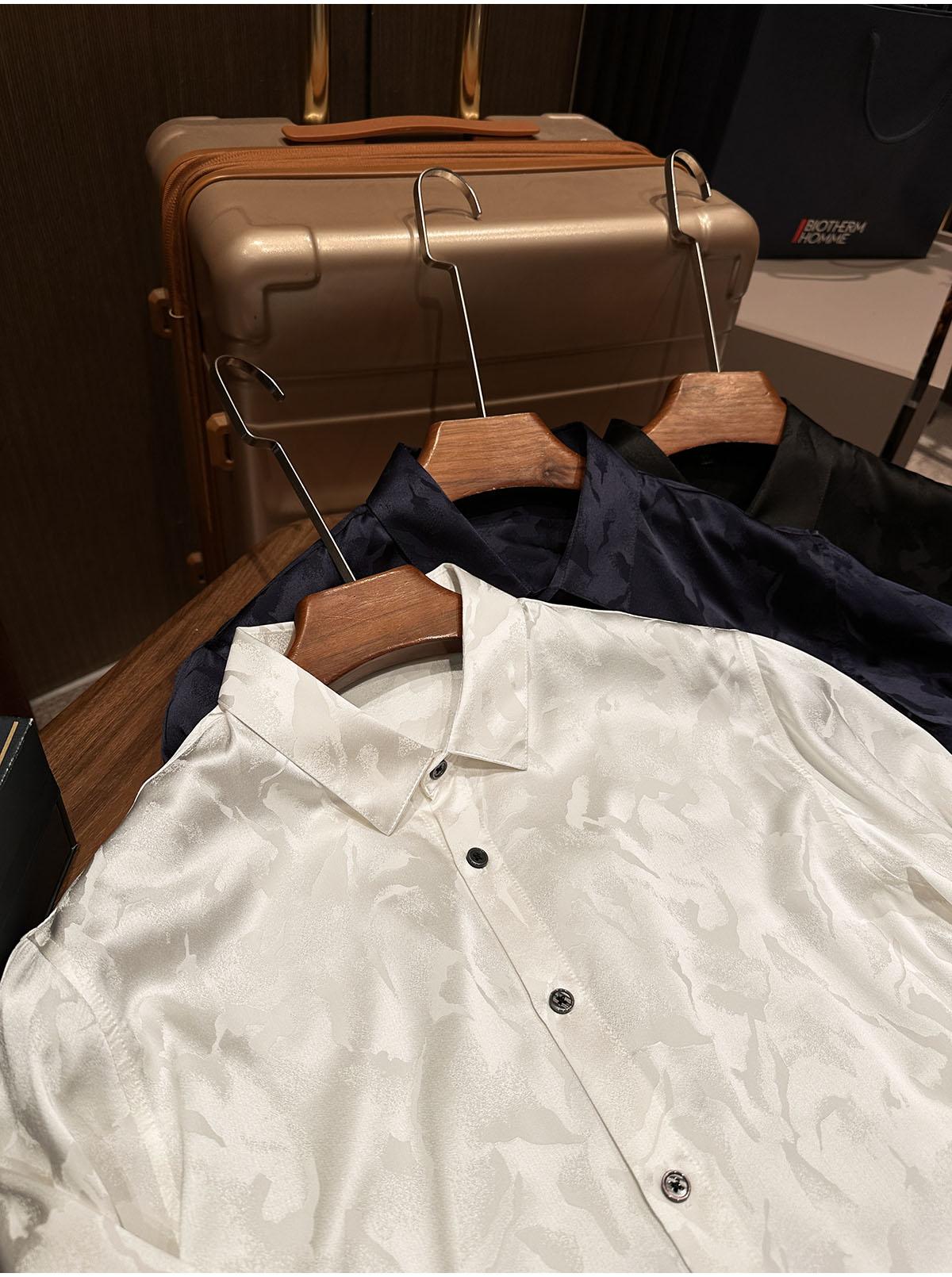 Men's High-end Silky Silk Long Sleeved Shirt