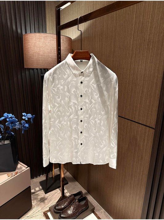 Men's High-end Silky Silk Long Sleeved Shirt