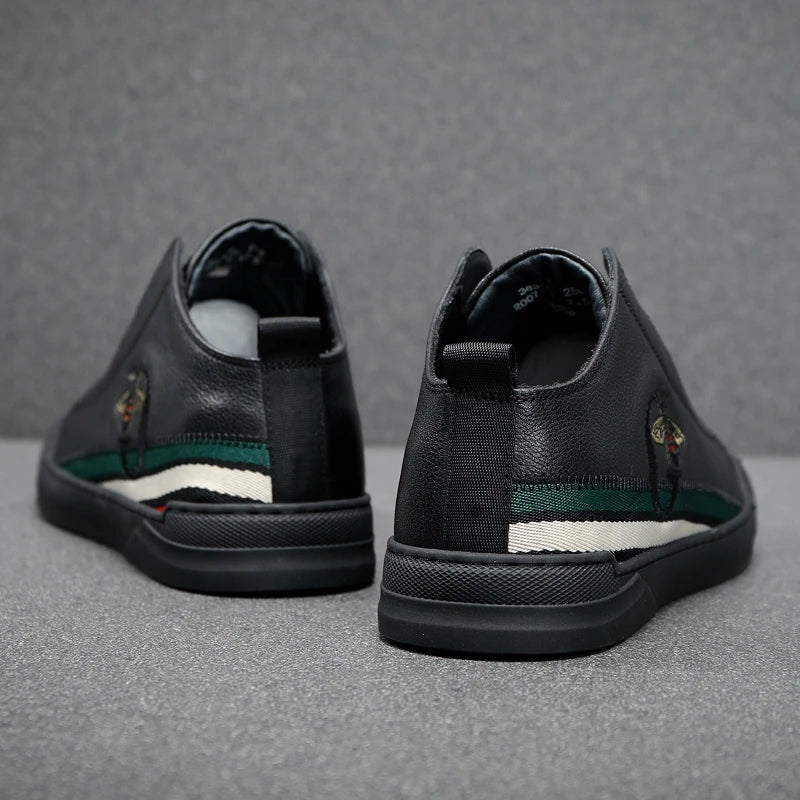 Men's Honey Bee Leather Embroidered Casual Shoes