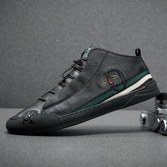 Men's Honey Bee Leather Embroidered Casual Shoes