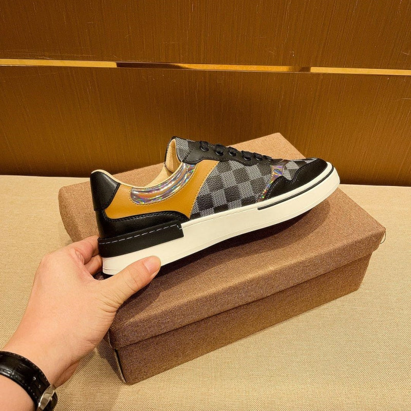 Men's Luxury Checkerboard Leather Casual Board Shoes