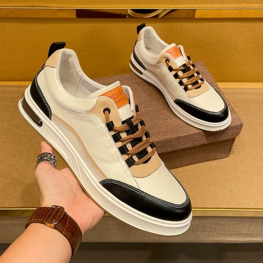 Men's Air Cushion Shock-absorbing Leather Casual Board Shoes