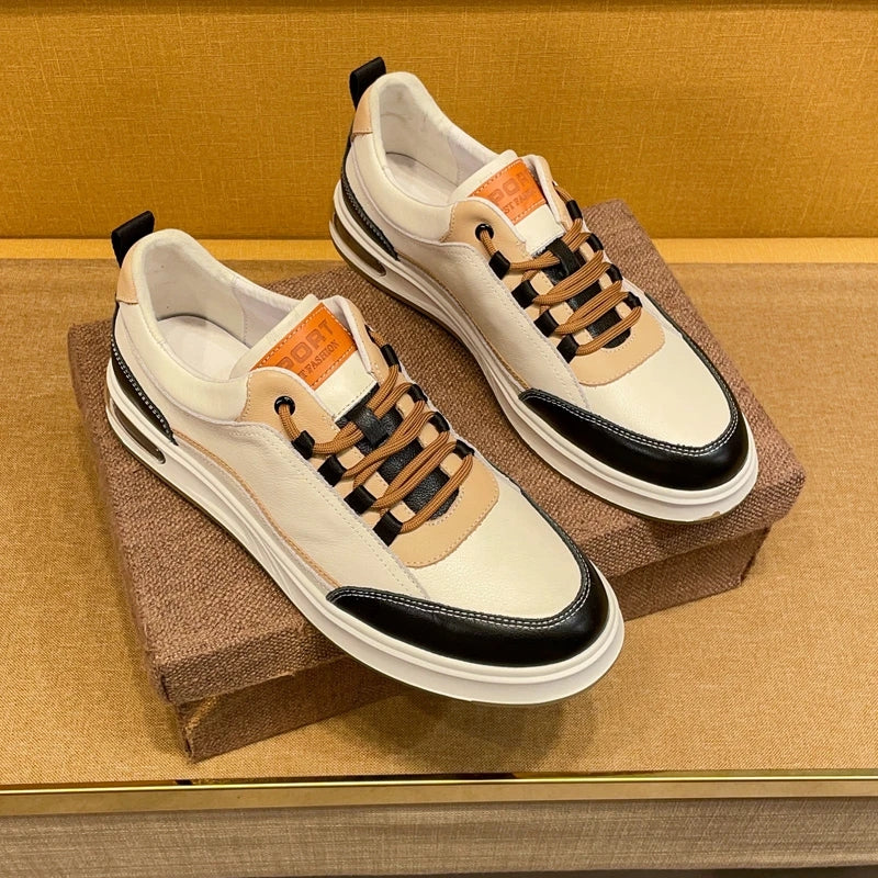 Men's Air Cushion Shock-absorbing Leather Casual Board Shoes