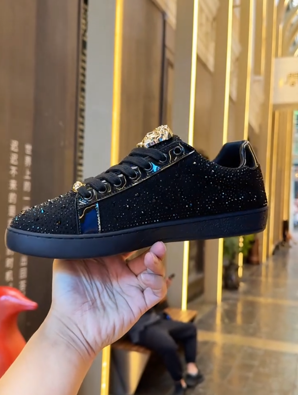 Men's Flash Diamond Low Cut Head Sculpture Casual Shoes