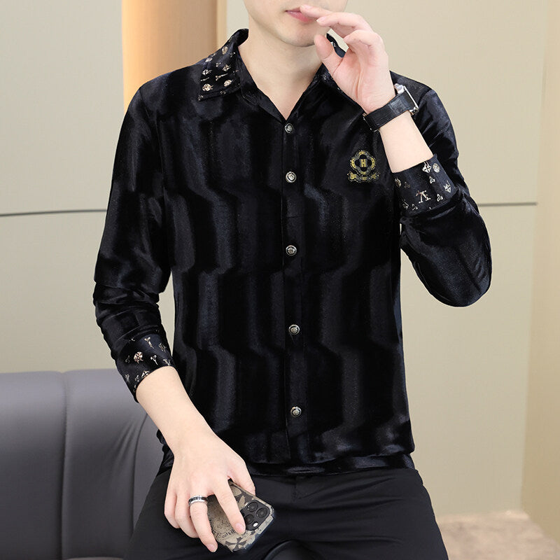 Men's Velvet Luminous Long Sleeve Shirt