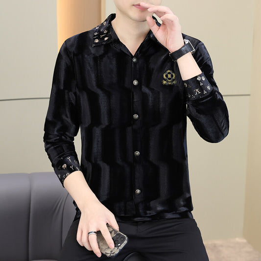 Men's Velvet Luminous Long Sleeve Shirt