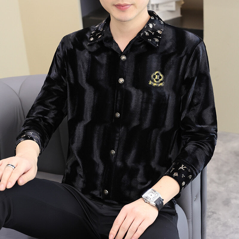 Men's Velvet Luminous Long Sleeve Shirt